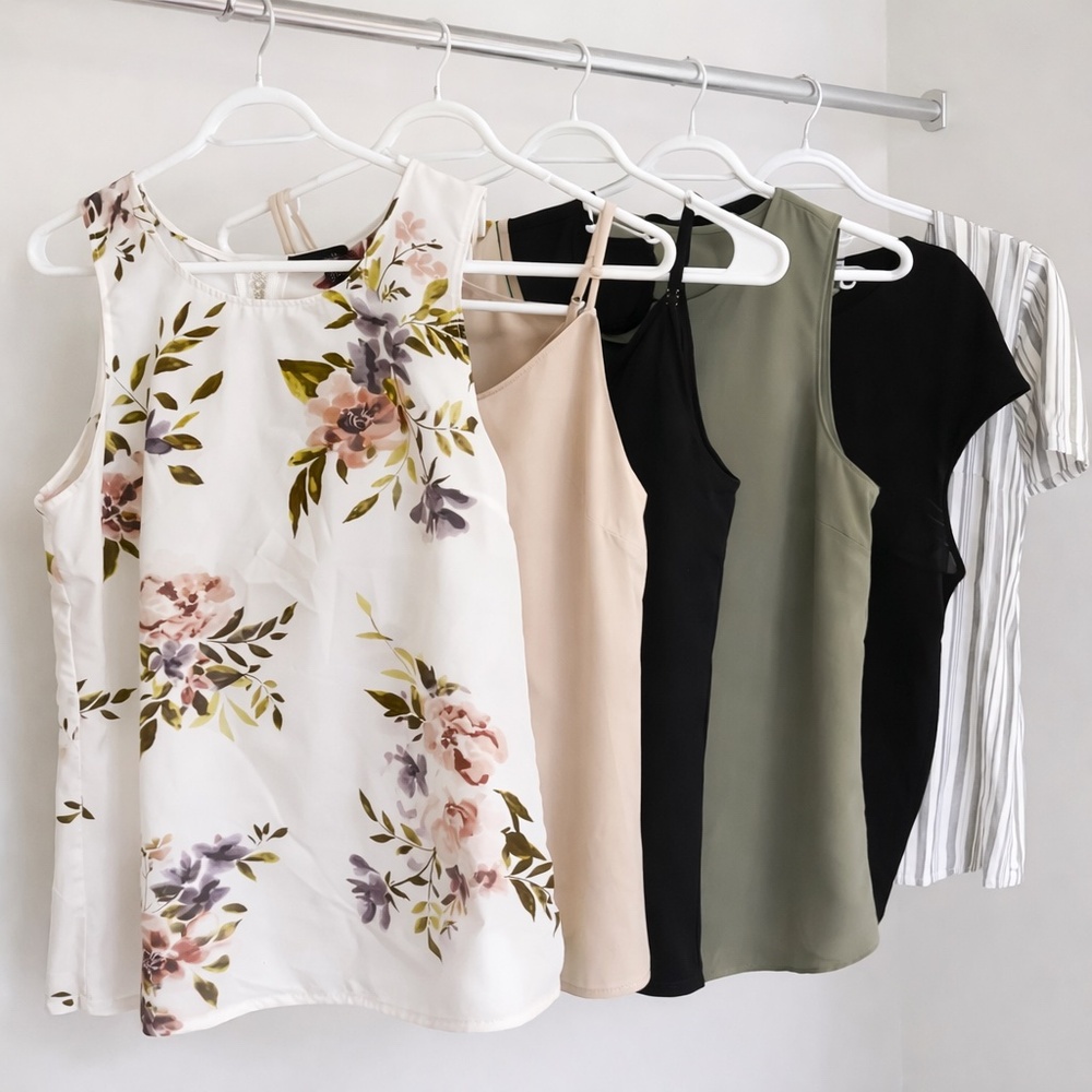Women’s 6-Piece Blouse Bundle | Soft Neutrals & Textures | Size S